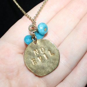Vintagejelyfish Jewelry - Gold and turquoise NO EVIL necklace Vintagejelyfish Jewelry - Gold and turquoise NO EVIL necklace